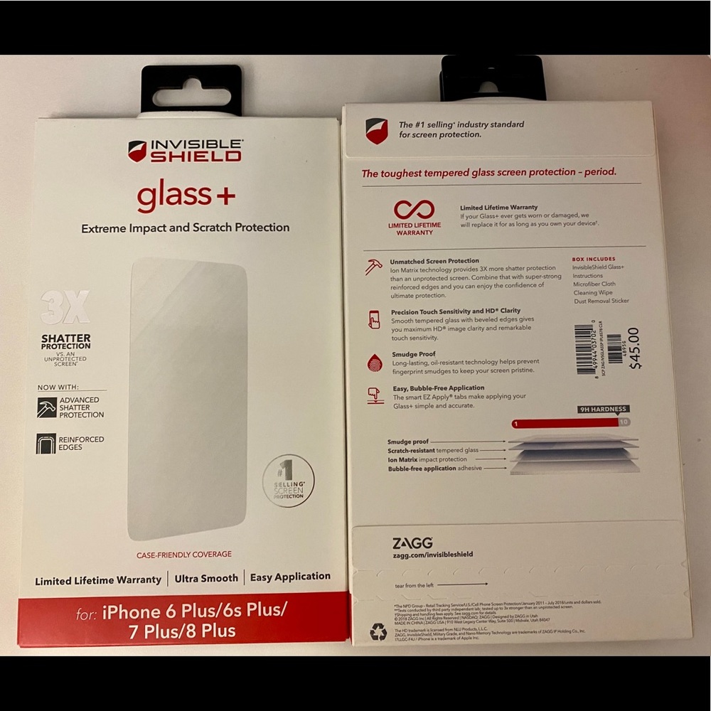 invisible shield glass screen protector 6/7/8 plus